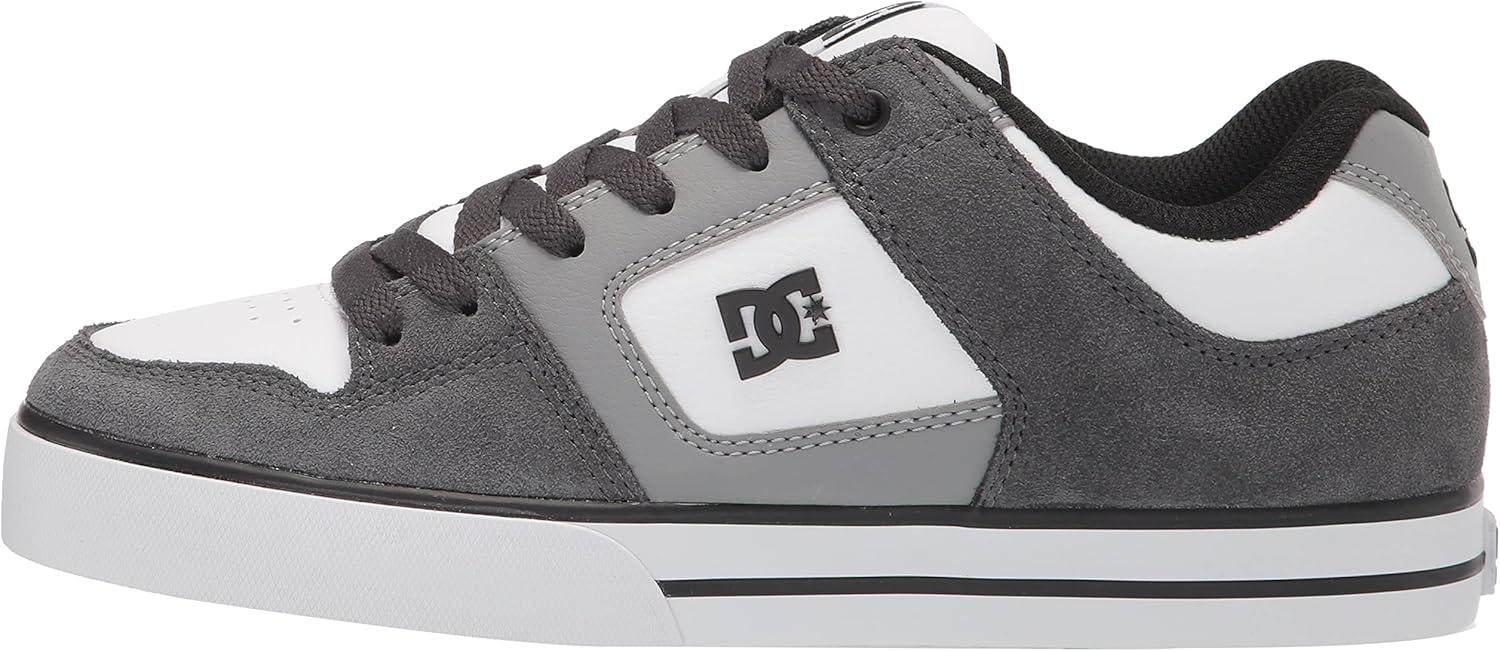 imageDC Mens Pure Casual Low Top Lace Up Skate Shoe SneakerGreyGreyWhite