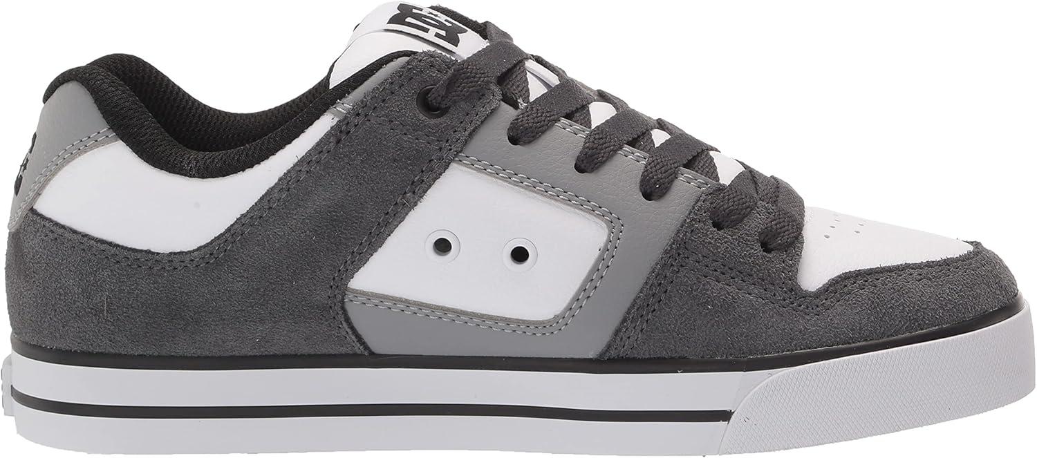 imageDC Mens Pure Casual Low Top Lace Up Skate Shoe SneakerGreyGreyWhite
