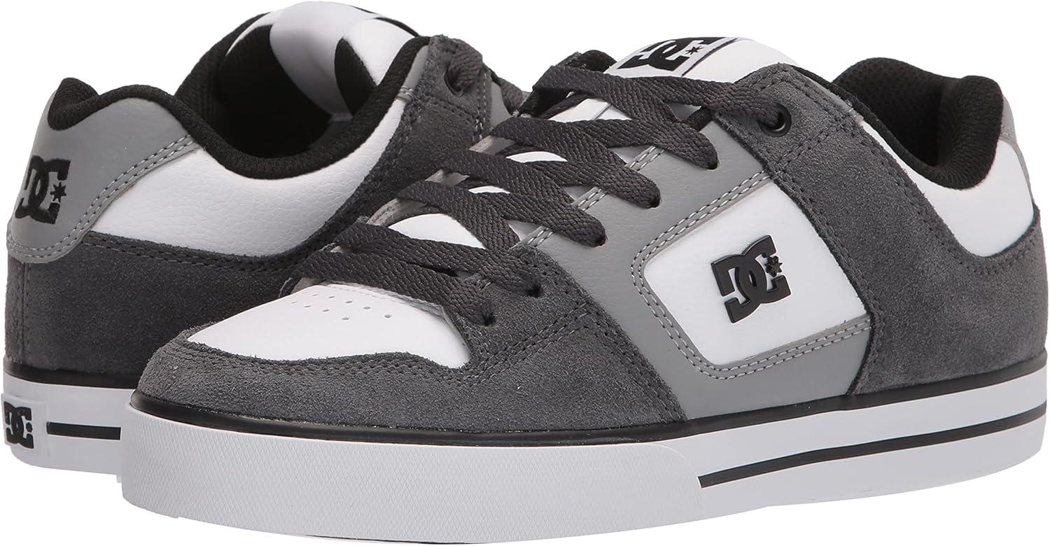 imageDC Mens Pure Casual Low Top Lace Up Skate Shoe SneakerGreyGreyWhite