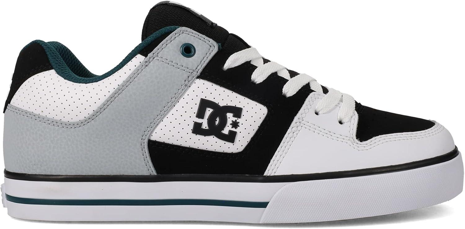 imageDC Mens Pure Low Top Lace Up Casual Skate Shoe SneakerWhiteBlackTeal