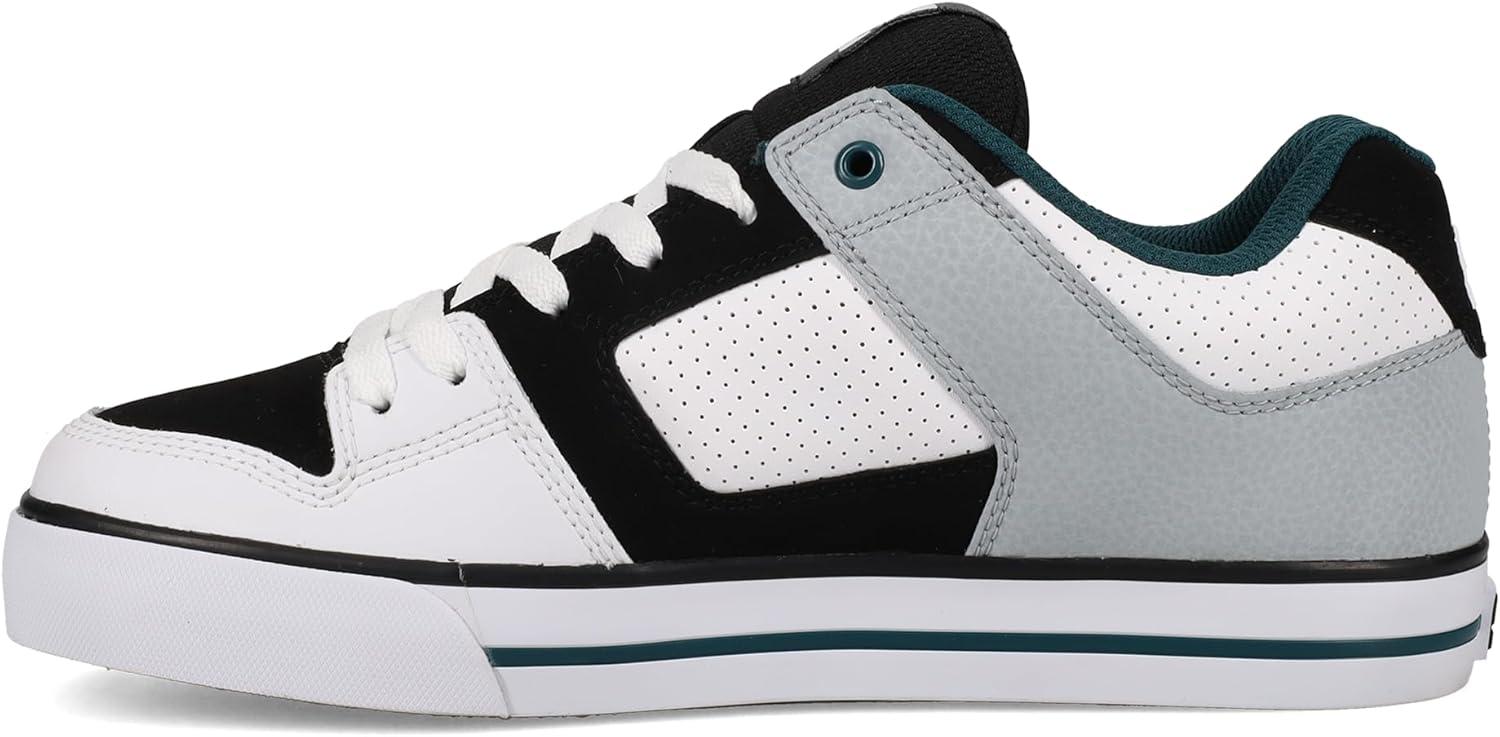 imageDC Mens Pure Low Top Lace Up Casual Skate Shoe SneakerWhiteBlackTeal