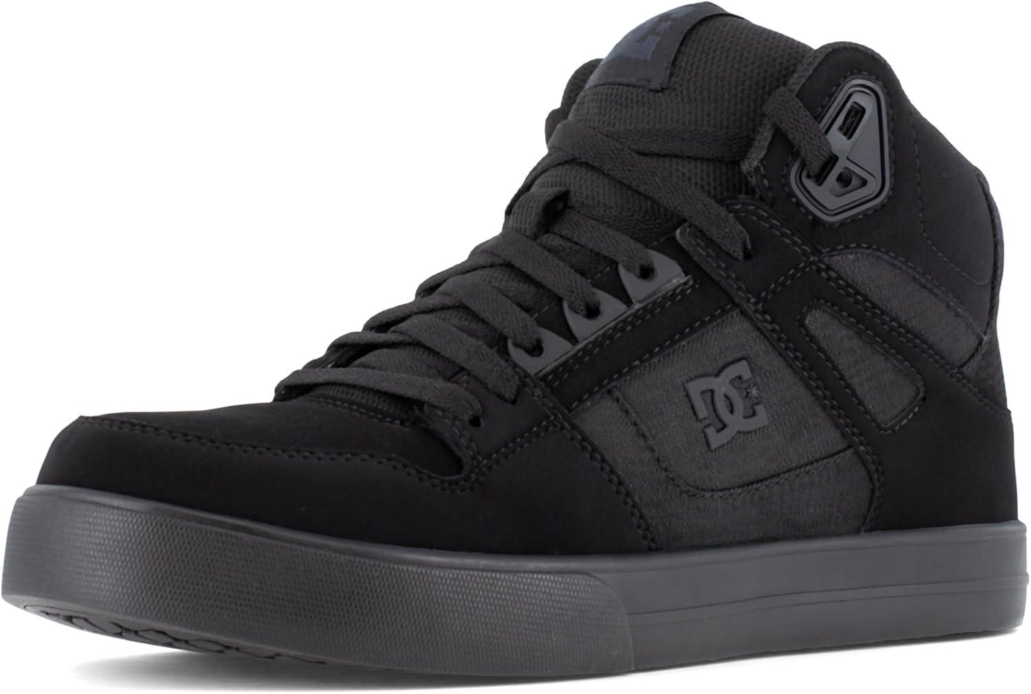 imageDC Shoes Mens Pure Work Black and Dark Gray Composite Toe Boots Construction ShoeBlack