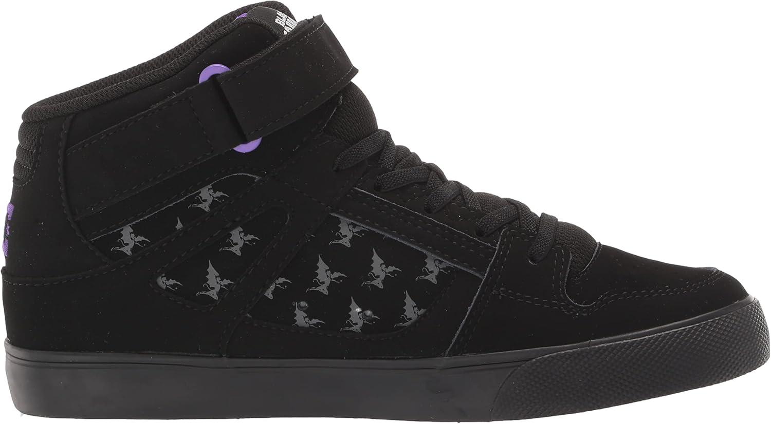 imageDC Shoes UnisexChild Pure High Top Ev Skate Shoes with Ankle Strap and Elastic LacesBlack Sabbath BlackPurple