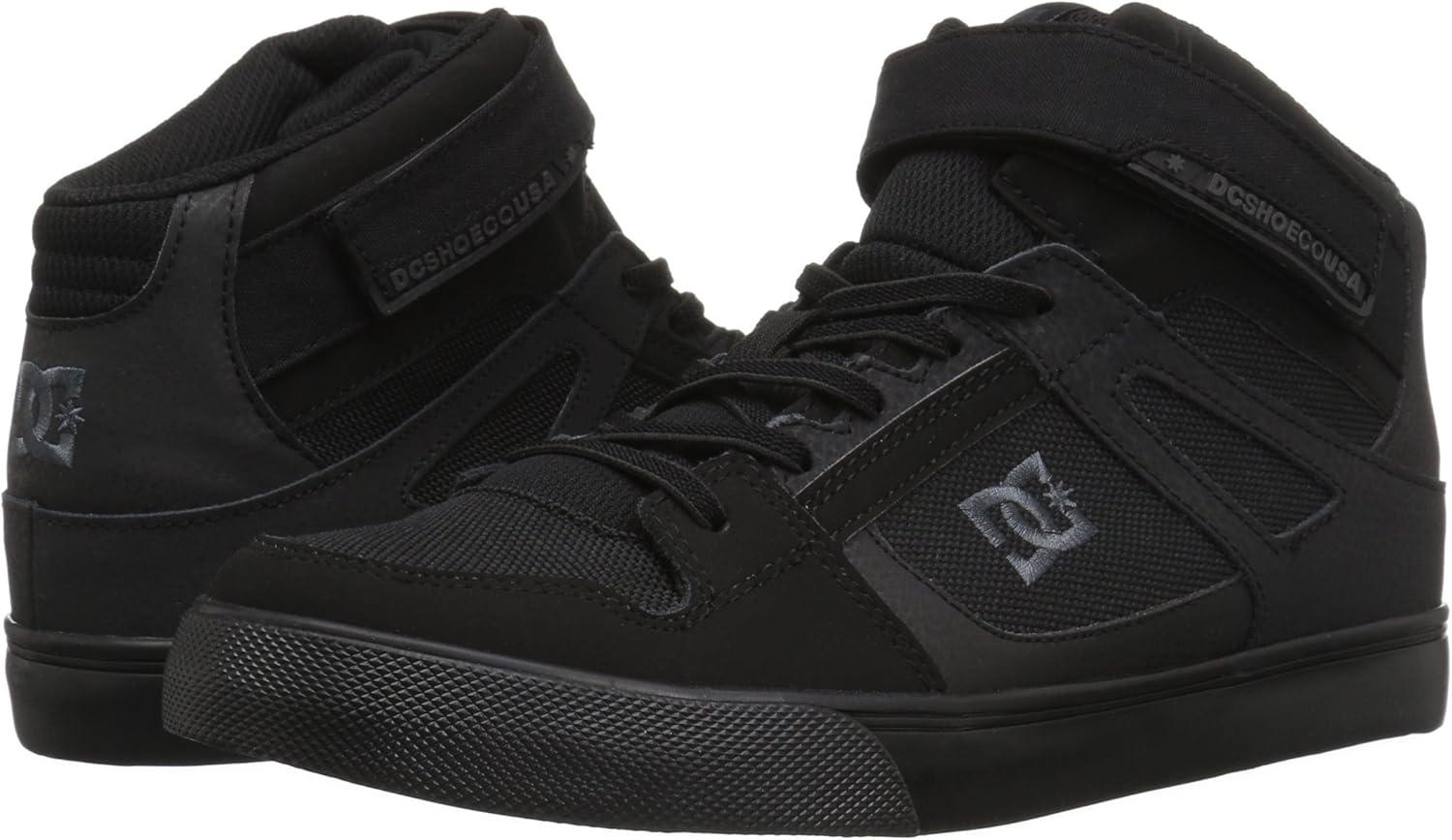 imageDC Shoes UnisexChild Pure High Top Ev Skate Shoes with Ankle Strap and Elastic LacesBlackBlackBlack