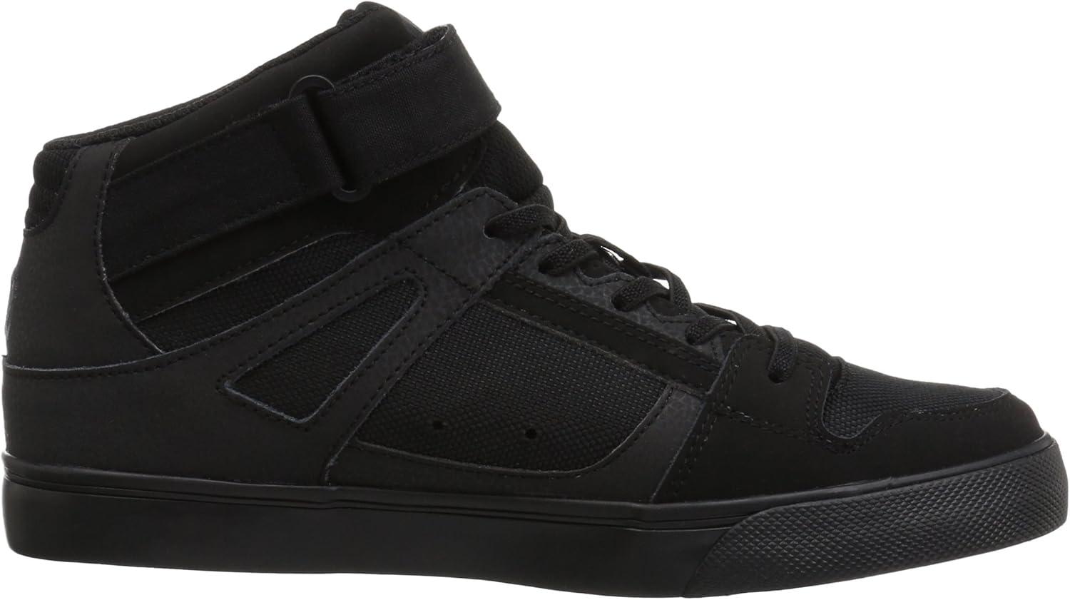 imageDC Shoes UnisexChild Pure High Top Ev Skate Shoes with Ankle Strap and Elastic LacesBlackBlackBlack