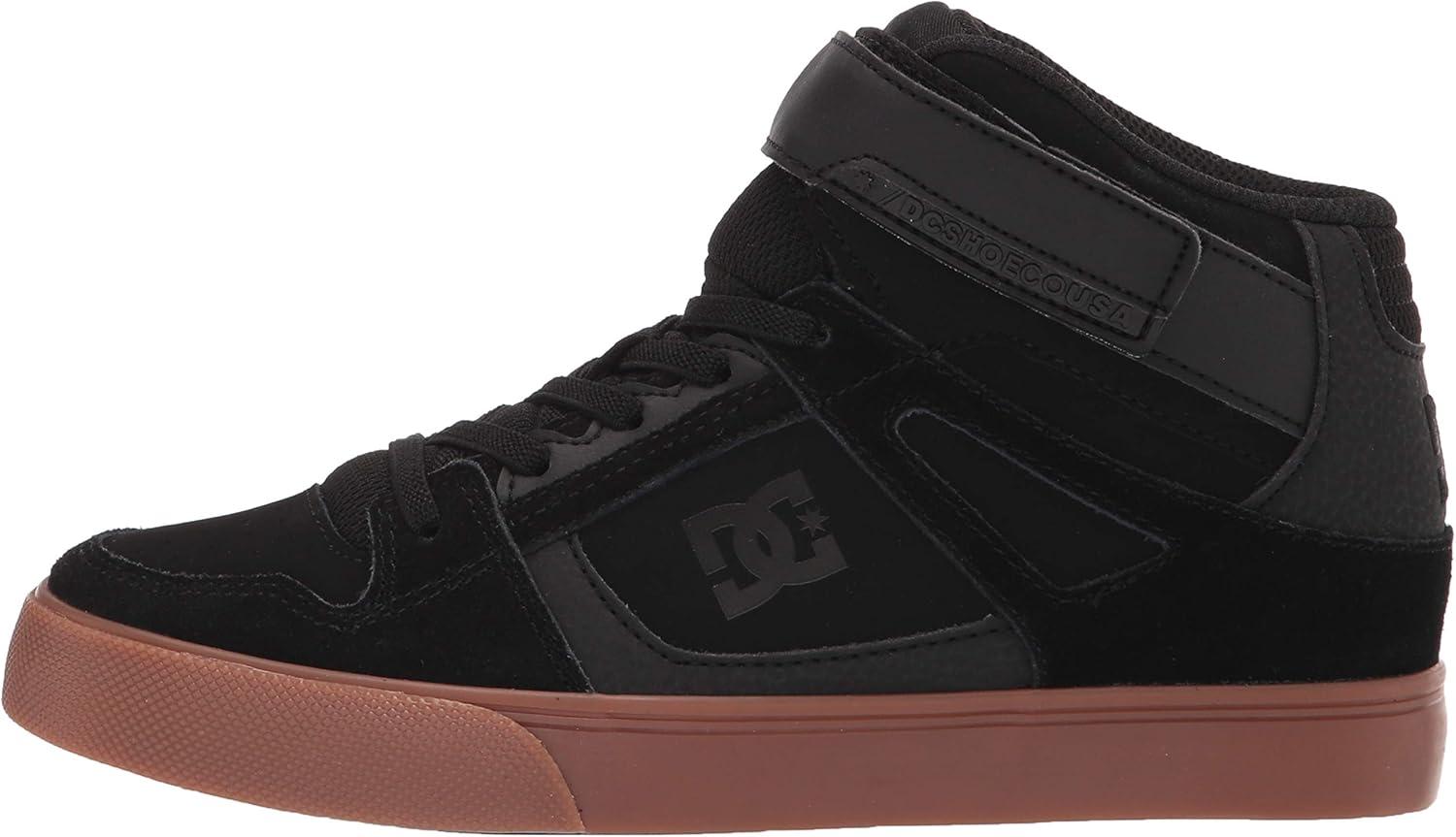 imageDC Shoes UnisexChild Pure High Top Ev Skate Shoes with Ankle Strap and Elastic LacesBlackGum
