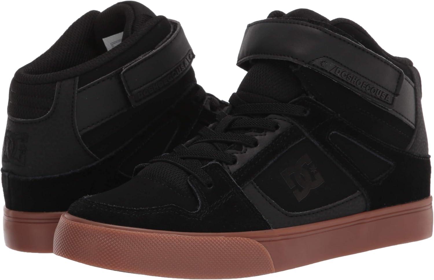 imageDC Shoes UnisexChild Pure High Top Ev Skate Shoes with Ankle Strap and Elastic LacesBlackGum