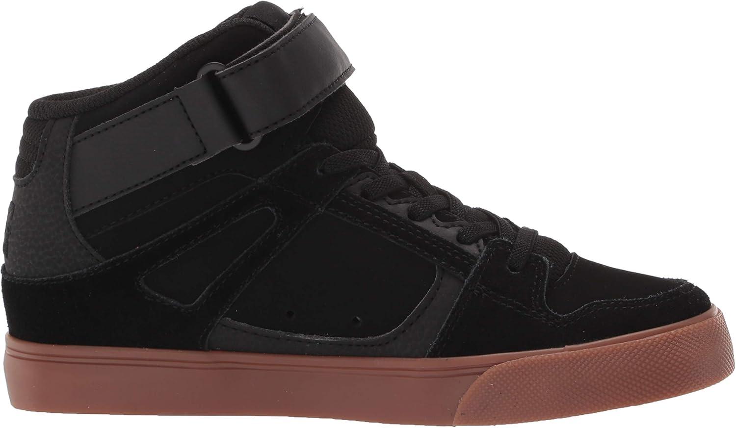 imageDC Shoes UnisexChild Pure High Top Ev Skate Shoes with Ankle Strap and Elastic LacesBlackGum