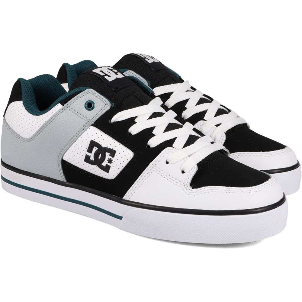 imageDC Mens Pure Low Top Lace Up Casual Skate Shoe SneakerWhiteBlackTeal