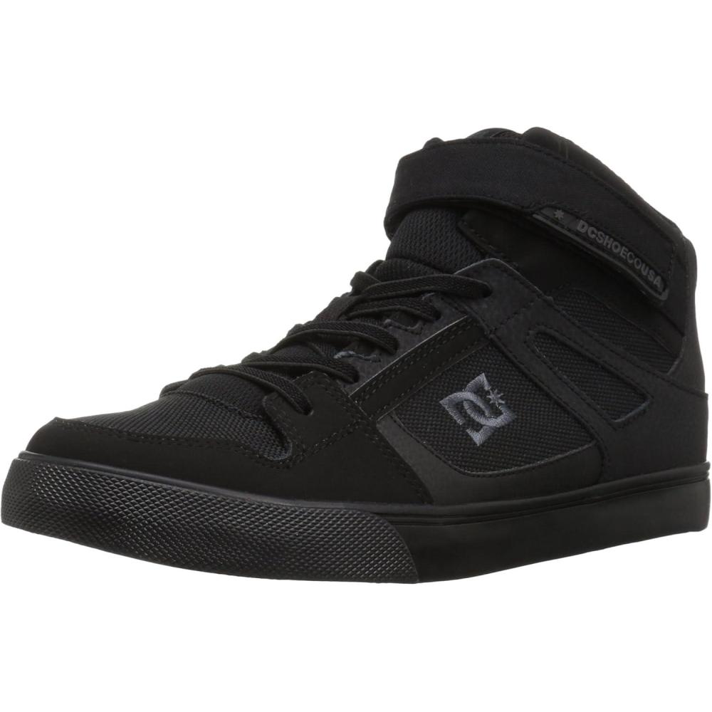 imageDC Shoes UnisexChild Pure High Top Ev Skate Shoes with Ankle Strap and Elastic LacesBlackBlackBlack