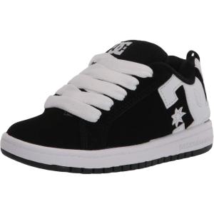 DC Boy’s Court Graffik Skate Shoe, Black/White, 1 M US