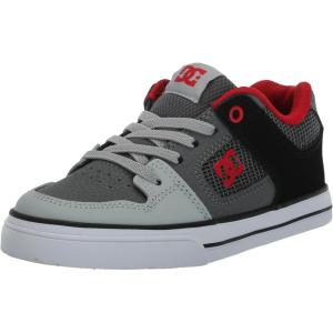 DC Kids’ Pure Elastic Skate Shoe(Red/Heather Grey)