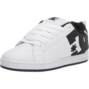 DC Men’s Court Graffik Casual Low Top Skate Shoe Sneaker(White/Black/Black)