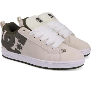 DC Men’s Court Graffik Skate Shoe, White/Olive, 9.5