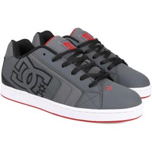 DC Men’s Net Skate Shoe, Grey/Black/RED, 9