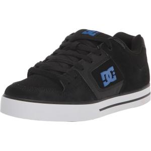 DC Men’s Pure Casual Low Top Lace Up Skate Shoe Sneaker(Black/Black/Blue)