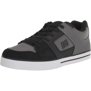 DC Men’s Pure Casual Low Top Lace Up Skate Shoe Sneaker(Black/Grey/Grey)