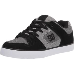 DC Men’s Pure Casual Low Top Lace Up Skate Shoe Sneaker(Black/Heather Grey)