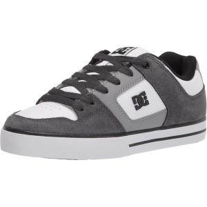 DC Men’s Pure Casual Low Top Lace Up Skate Shoe Sneaker(Grey/Grey/White)
