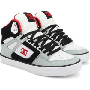 DC Men’s Pure High Top WC Skate Shoe(Grey/Black/White/Red)