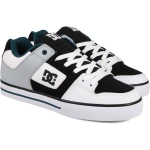 DC Men’s Pure Low Top Lace Up Casual Skate Shoe Sneaker(White/Black/Teal)