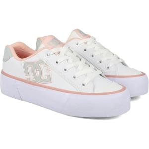 DC Shoes Women’s Chelsea Platform Skate Shoe(White/Grey/Blush)