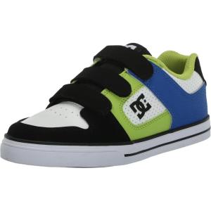 DC Unisex-Child Pure V Low Skate Shoe(Black/Blue/Green)